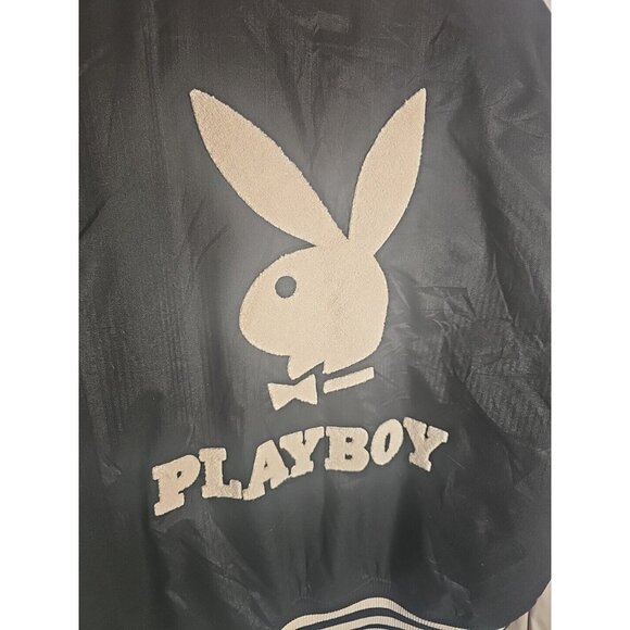 Playboy Varsity Jacket Mens Large XL Black White Long Sleeve Logo Bunny Graphic - Picture 7 of 11